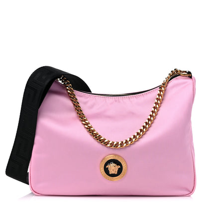 Versace Nylon Tribute Chain Crossbody Shoulder Bag Light Pink 1 of 8
