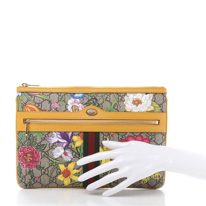 Gucci GG Supreme Monogram Flora Large Ophidia Pouch Clutch Beige Multicolor Crop 2 of 10
