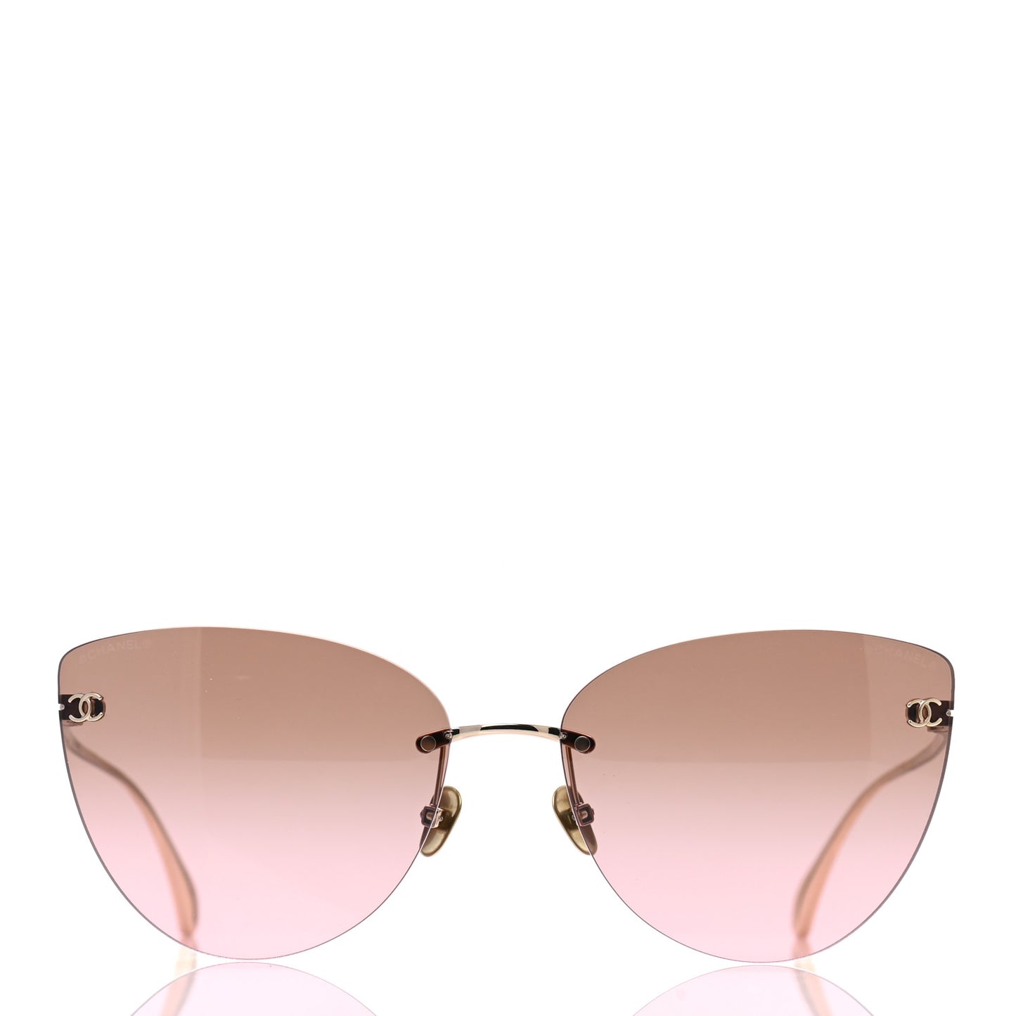 Titanium Frameless Cat Eye CC Sunglasses 4273-T Pink