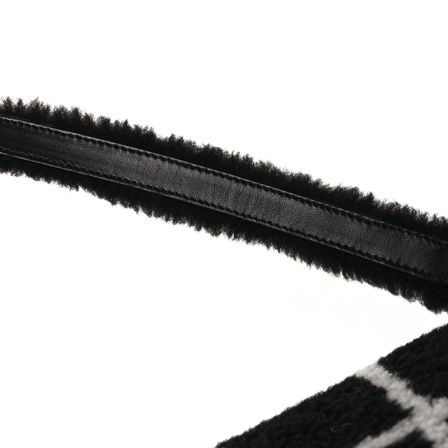 Chanel Shearling Lambskin Large Fluffy Tartan Single Flap Black White 10 of 11