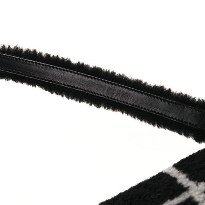 Chanel Shearling Lambskin Large Fluffy Tartan Single Flap Black White 10 of 11