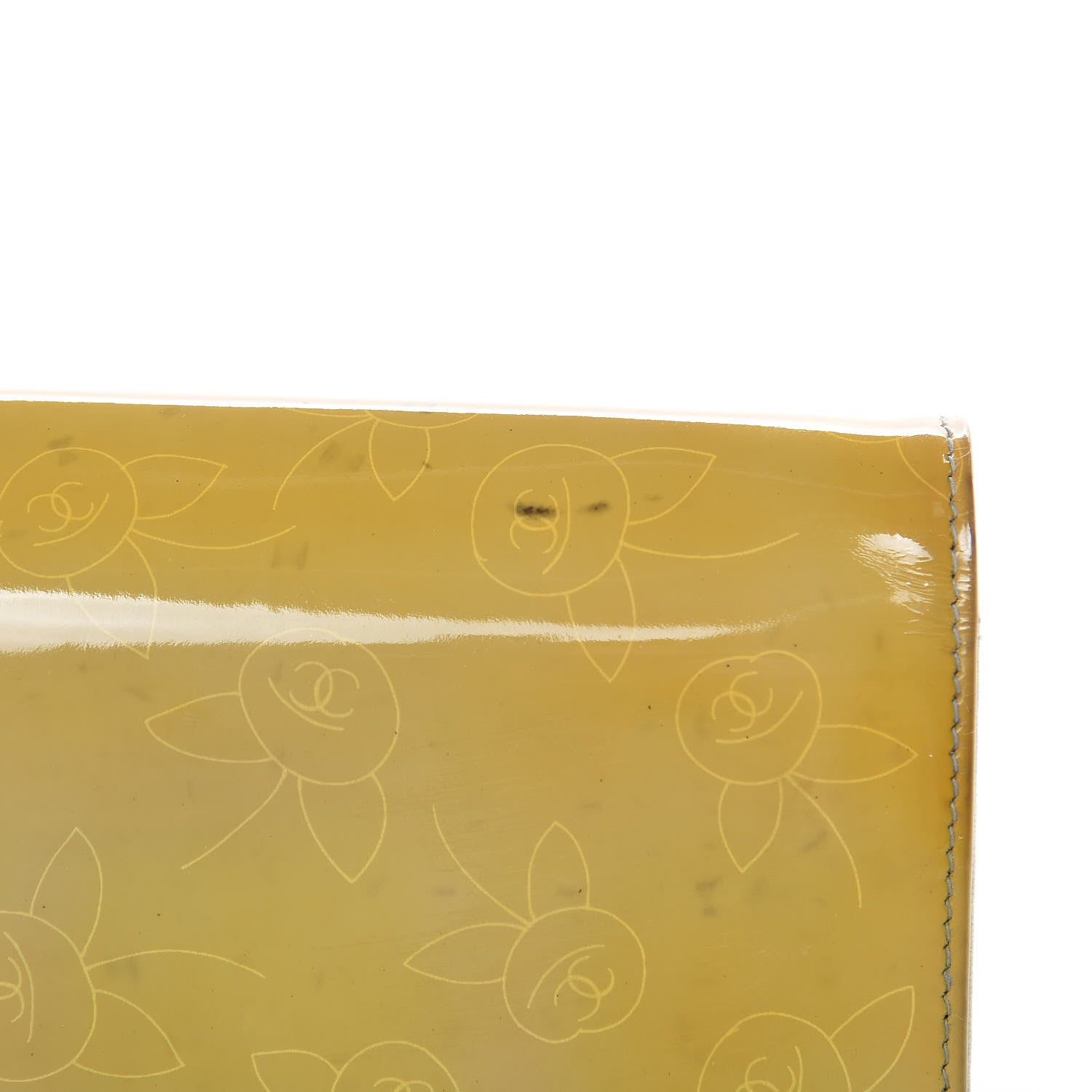 Chanel Patent Camellia Print Wallet On Chain WOC Yellow 11 of 17