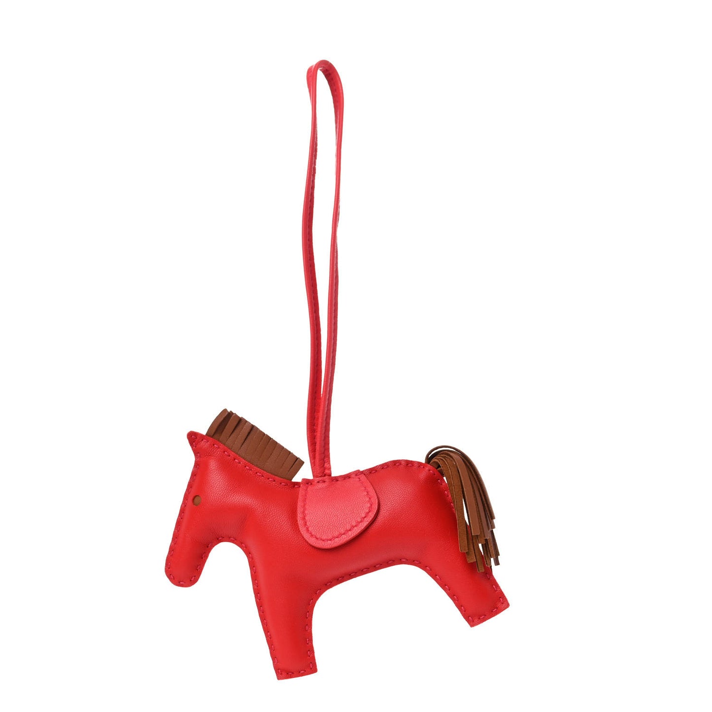 Milo Lambskin Grigri Rodeo Horse Bag Charm MM Rouge Indien Gold Bougainvillea