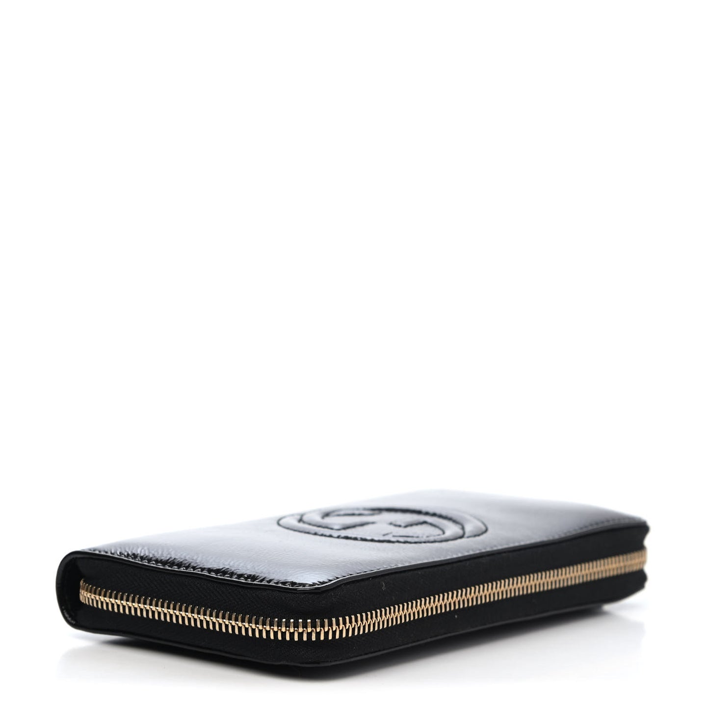 Patent Calfskin Soho Zip Around Wallet Black