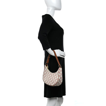 Celine Canvas Calfskin Ava Triomphe Shoulder Bag White 2 of 11