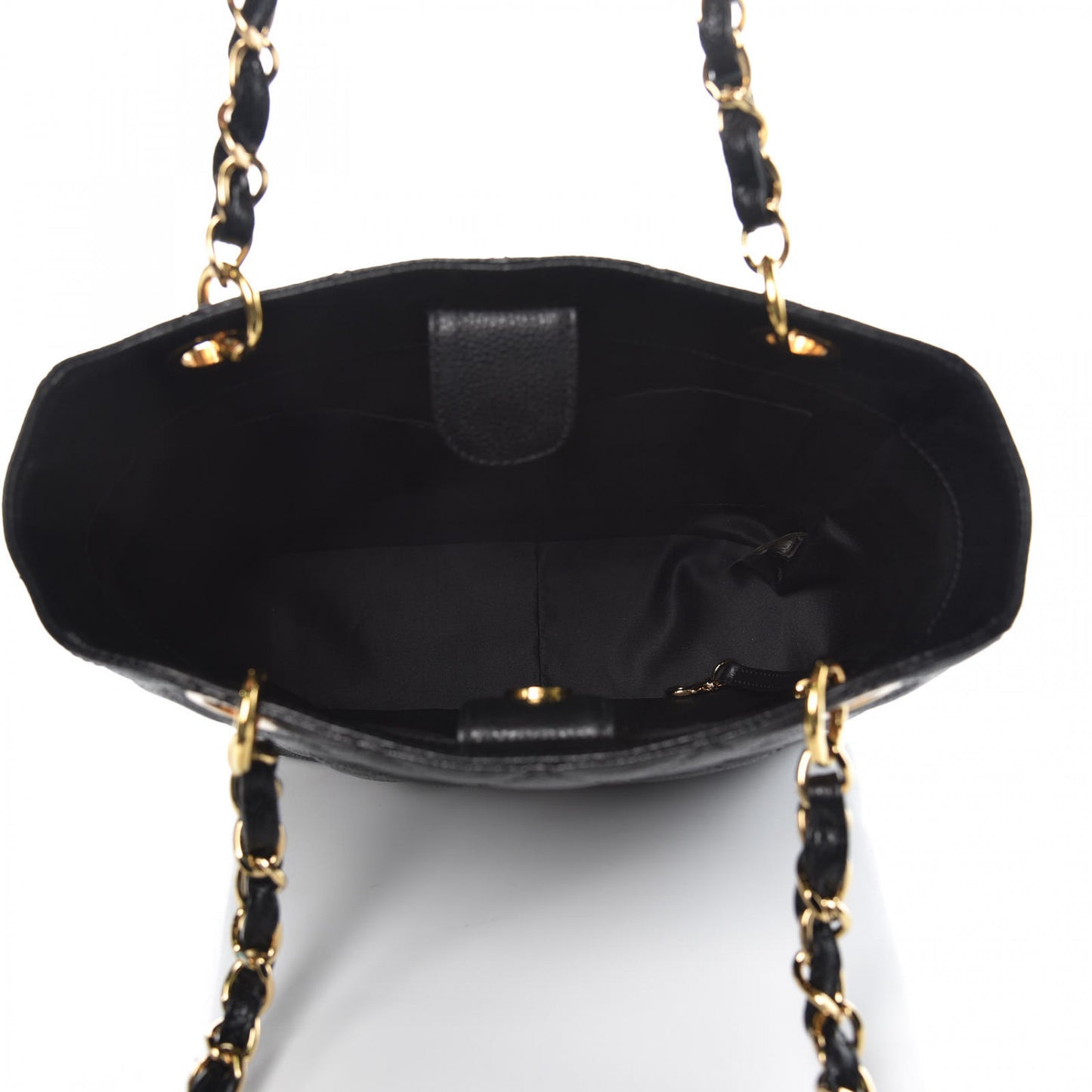 Caviar Quilted Petit Shopping Tote PST Black