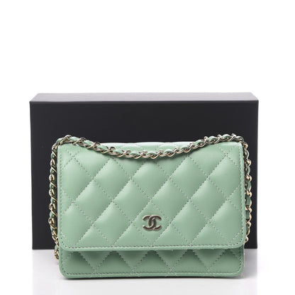 Chanel Lambskin Quilted Mini Wallet On Chain WOC Green 11 of 11