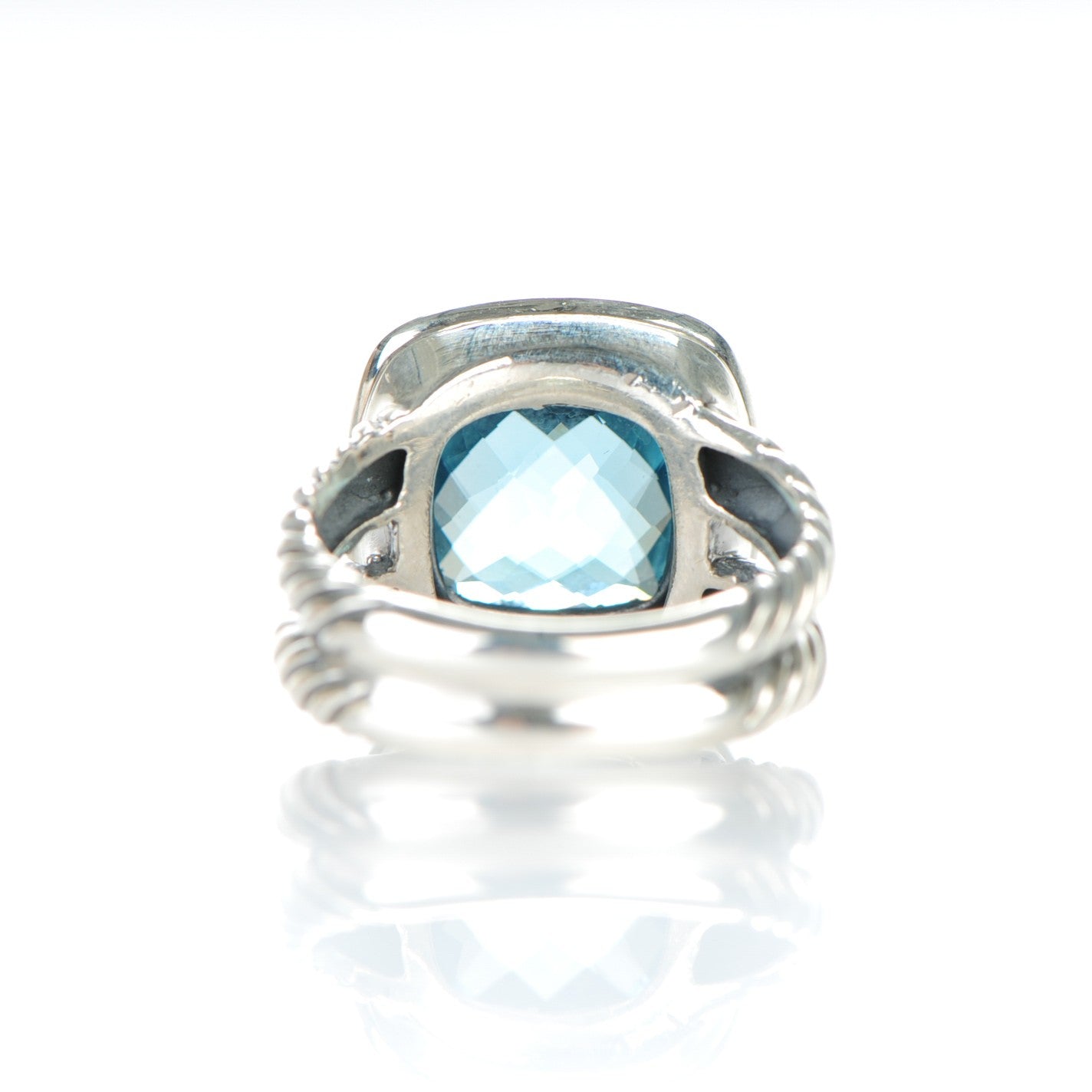 Sterling Silver Diamond Blue Topaz 11mm Albion Ring 54 7