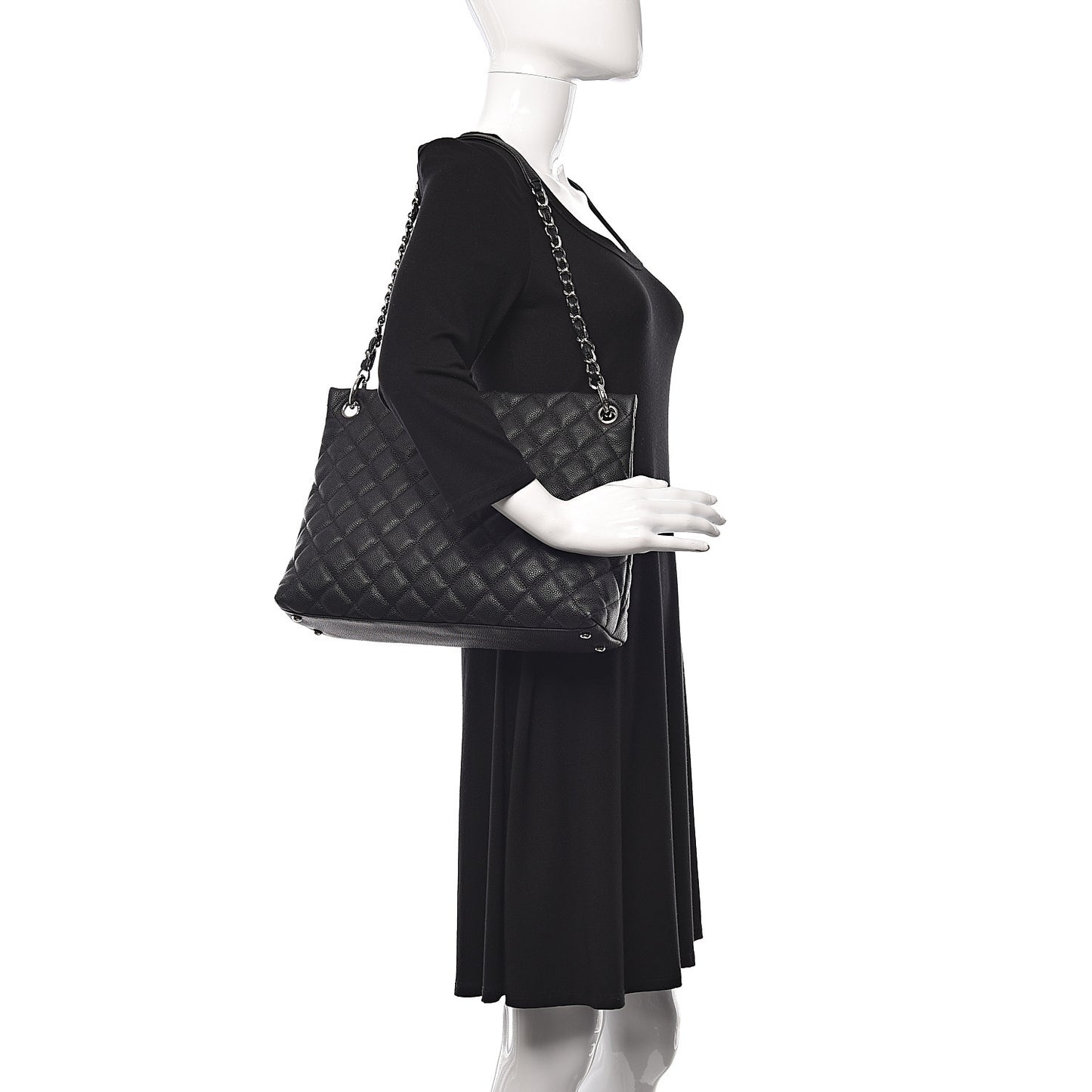Caviar Quilted Easy Zip Tote Black