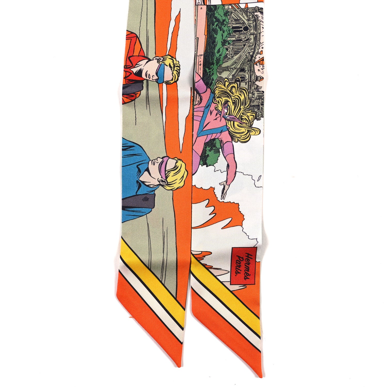 Hermes Silk Wow Twilly Orange Vert Rose 2 of 3