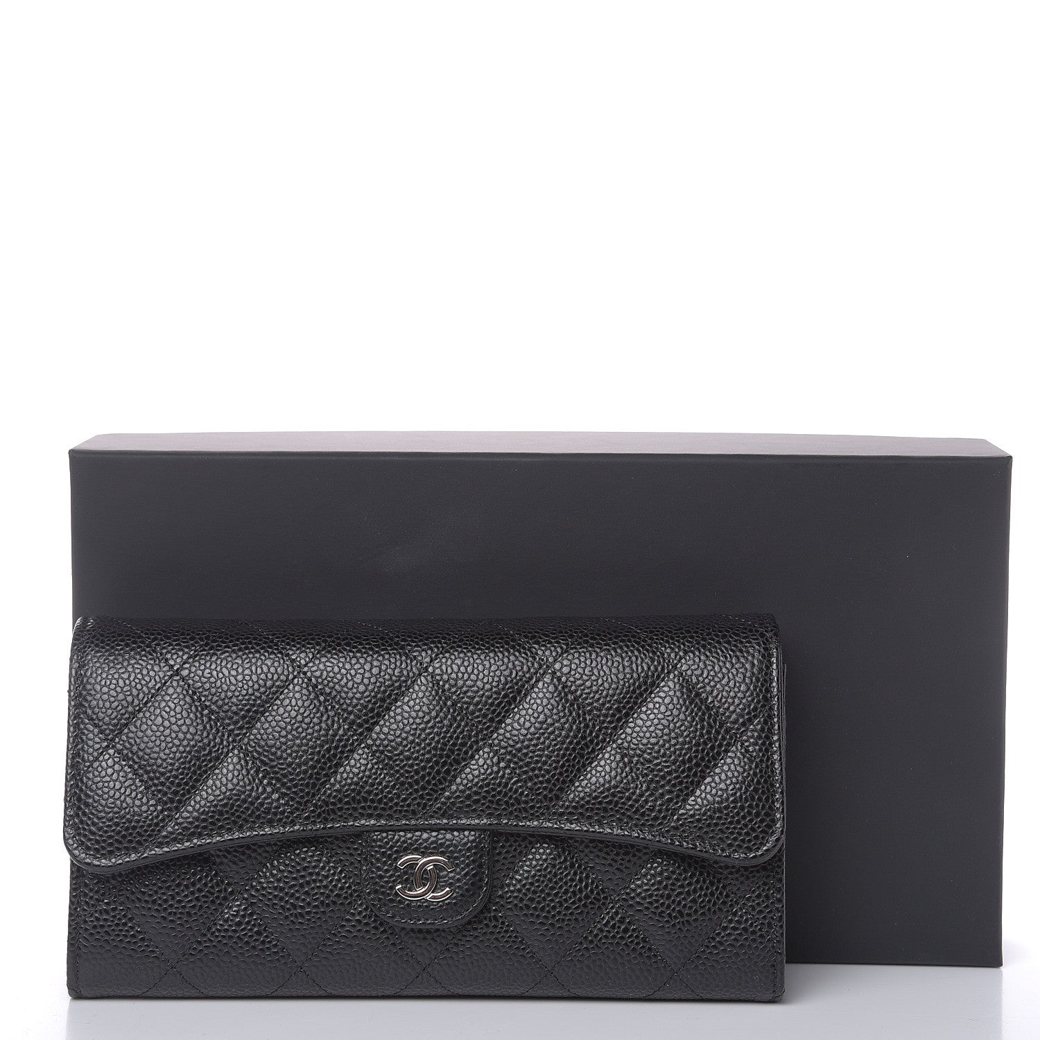 Chanel Caviar Quilted Large Gusset Flap Wallet Black 9 of 9