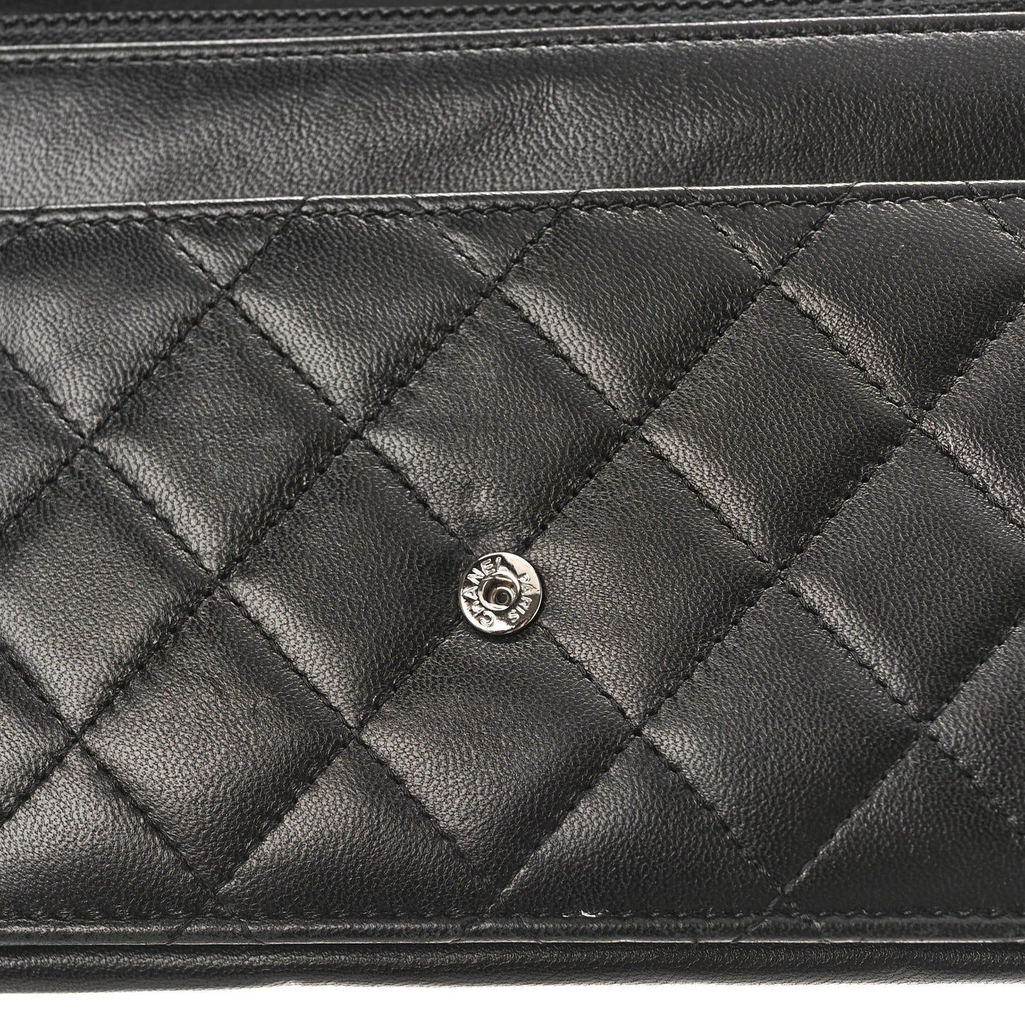 Lambskin Quilted Boy Wallet On Chain WOC Black