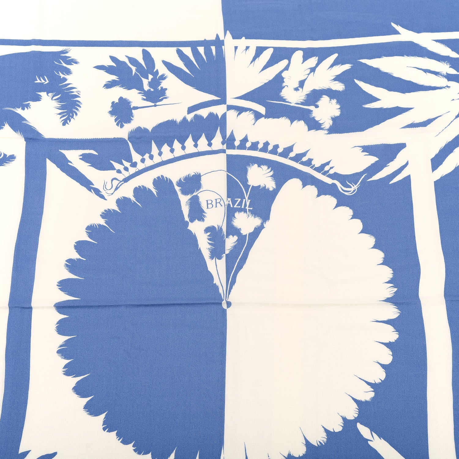 Hermes Cashmere Silk Brazil Tattoo Shawl 140 Bleu Lavande Blanc 3 of 5