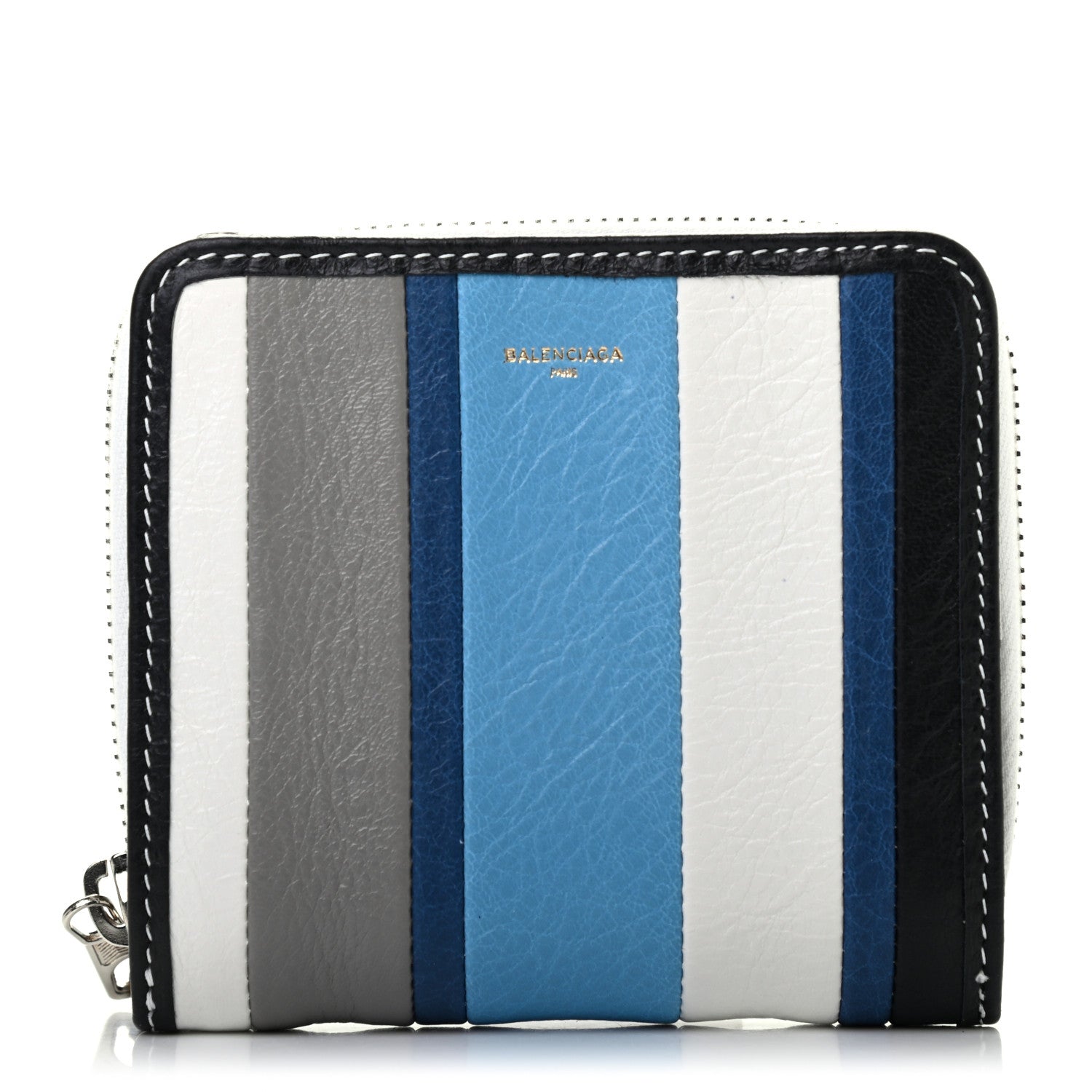 Balenciaga Veau Arena Multicolore Bazar Compact Zip Around Wallet Bleu Gris White Black 1 of 6