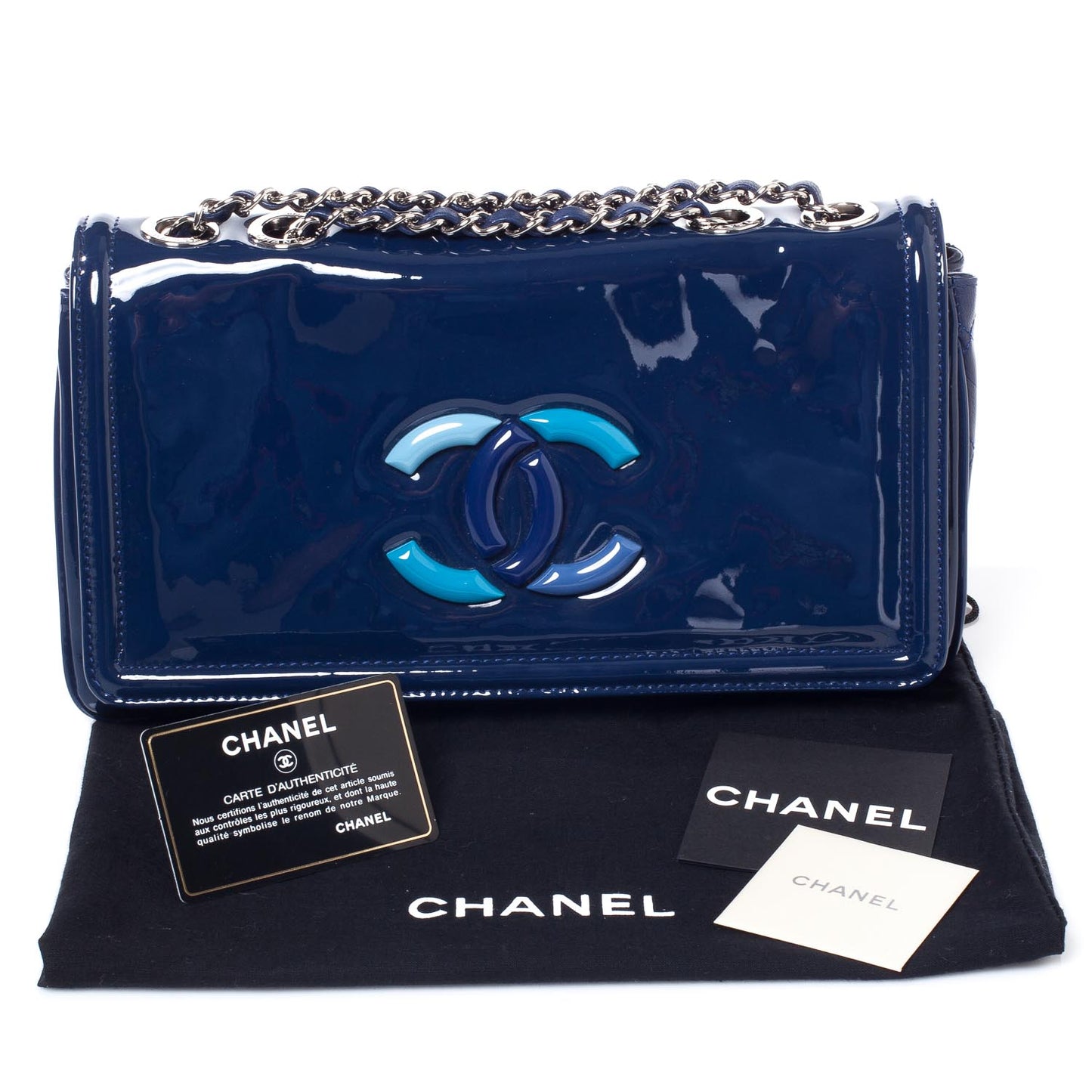 Vinyl Small Lipstick Flap Bag Blue