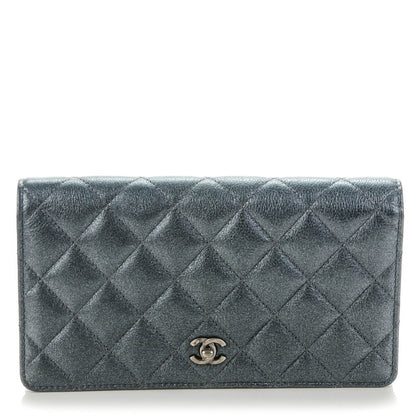 Chanel Metallic Calfskin Quilted Yen Wallet Charcoal 1 of 8