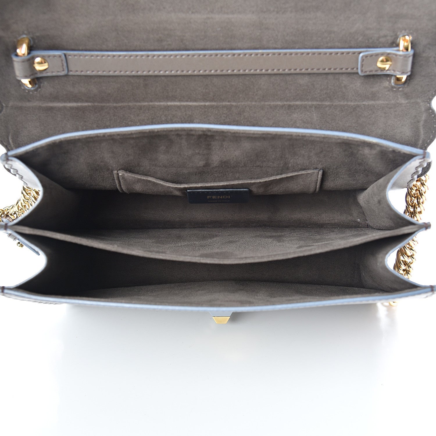Fendi Vitello Liberty Scalloped Studded Kan I Shoulder Bag Carbone 4 of 11