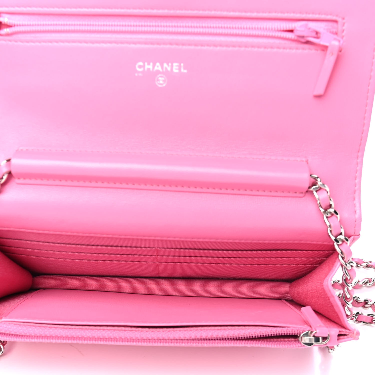 Chanel Lambskin Quilted Wallet On Chain WOC Pink 4 of 5