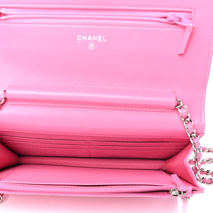 Chanel Lambskin Quilted Wallet On Chain WOC Pink 4 of 5