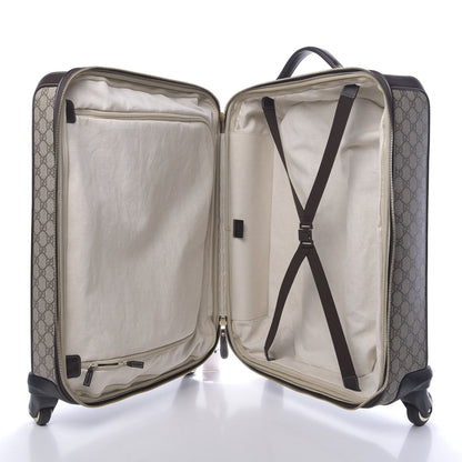 Gucci GG Supreme Monogram Selleria Calfskin Four Wheel Carry On Suitcase Beige Ebony Cocoa 4 of 11