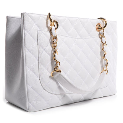 Chanel Caviar Quilted Grand Shopping Tote GST White 3 of 7