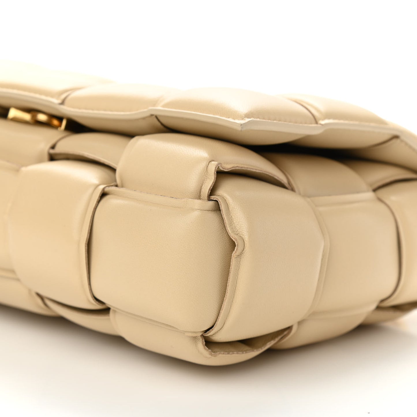 Lambskin Maxi Intreccio Padded Chain Cassette Crossbody Bag Porridge