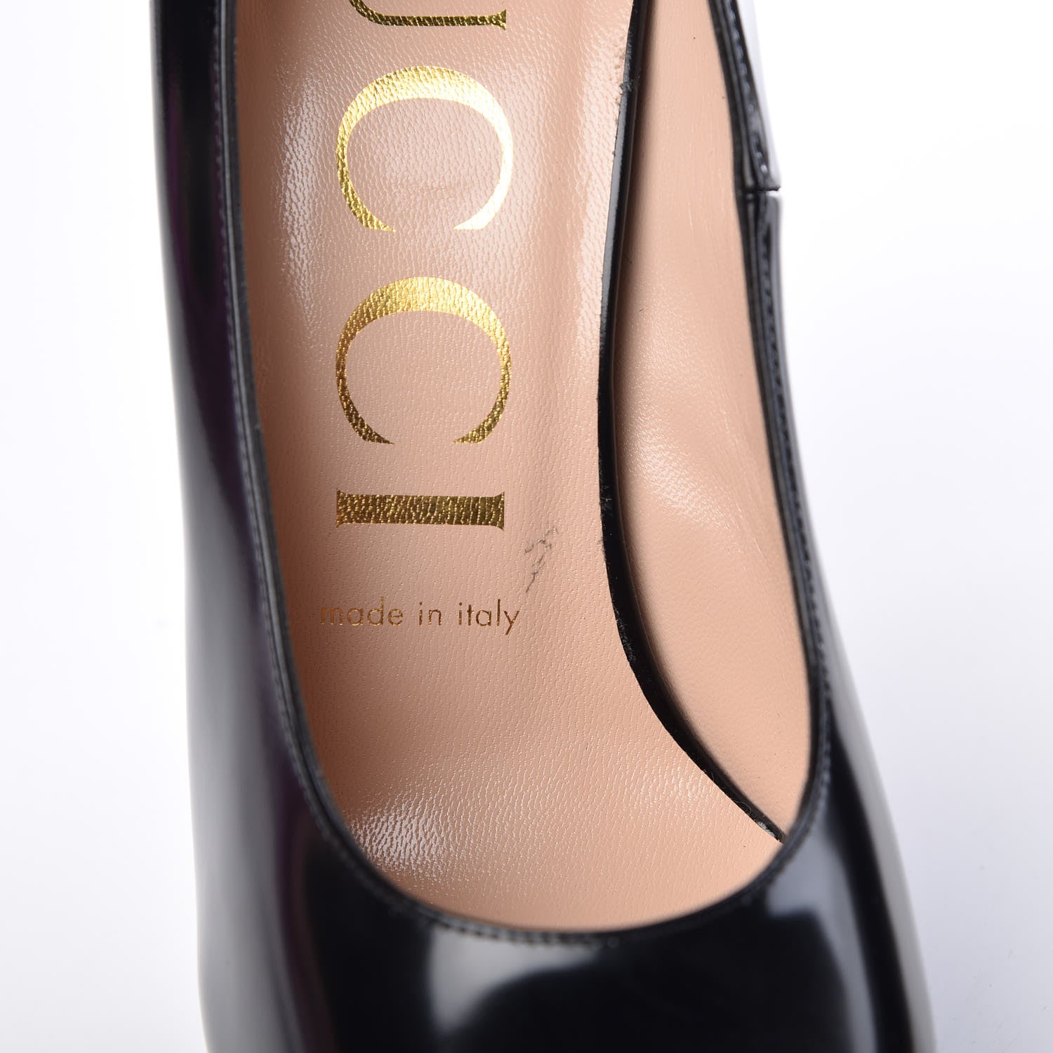 Gucci Polished Calfskin Removable Pearly Bow Elaisa Platform High Heel Pumps 37.5 Black 7 of 13