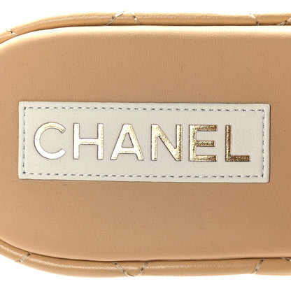 Chanel Lambskin Quilted CC Mules Wedge Sandals 39 Beige 8 of 8