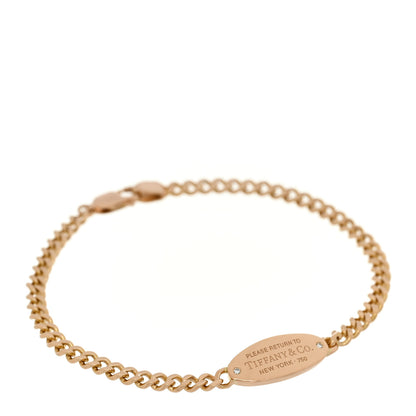 Tiffany 18K Rose Gold Diamond Return To Tiffany Oval ID Bracelet 1 of 5