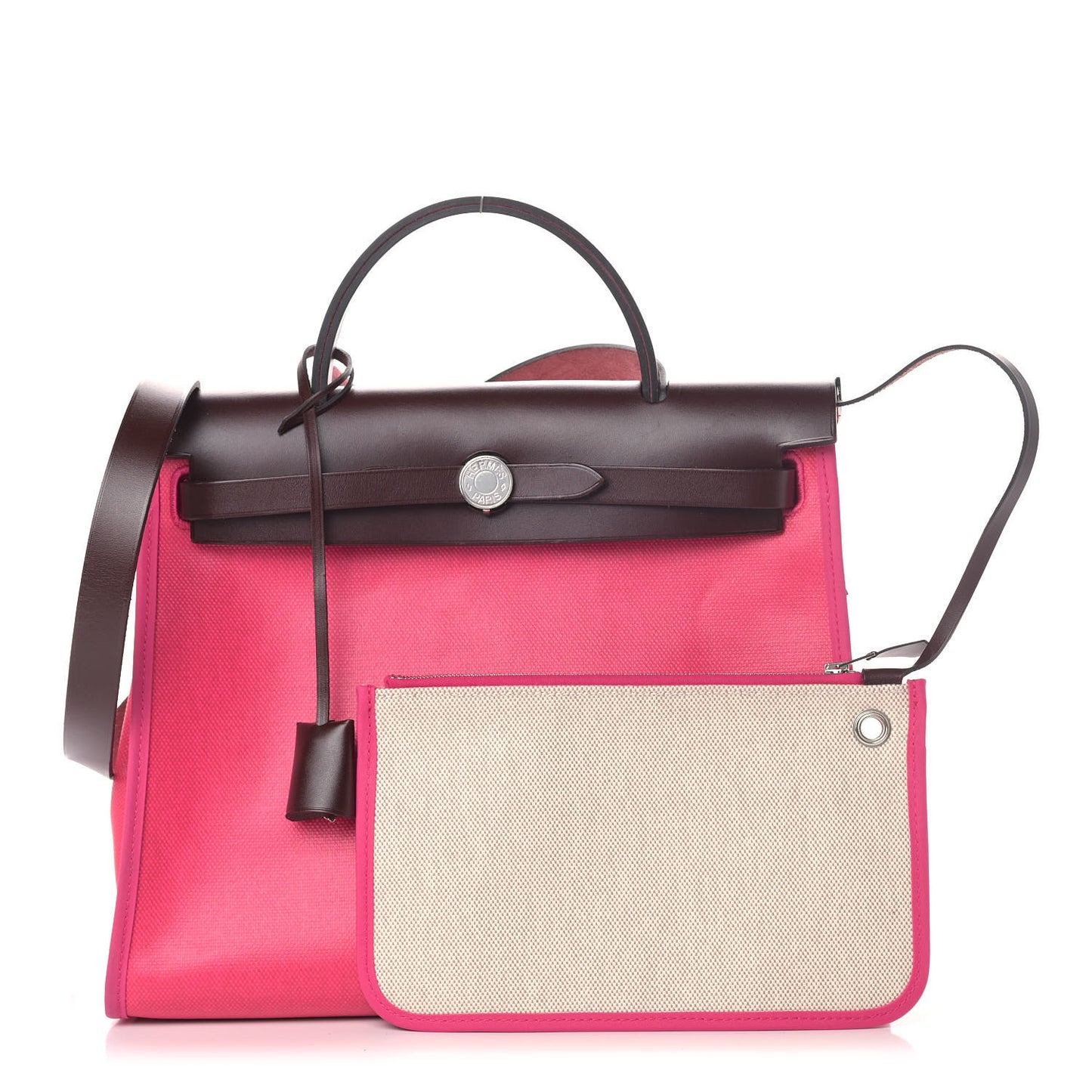 Toile H Berline Vache Hunter Herbag Zip 31 PM Rouge Sellier Rose Shocking