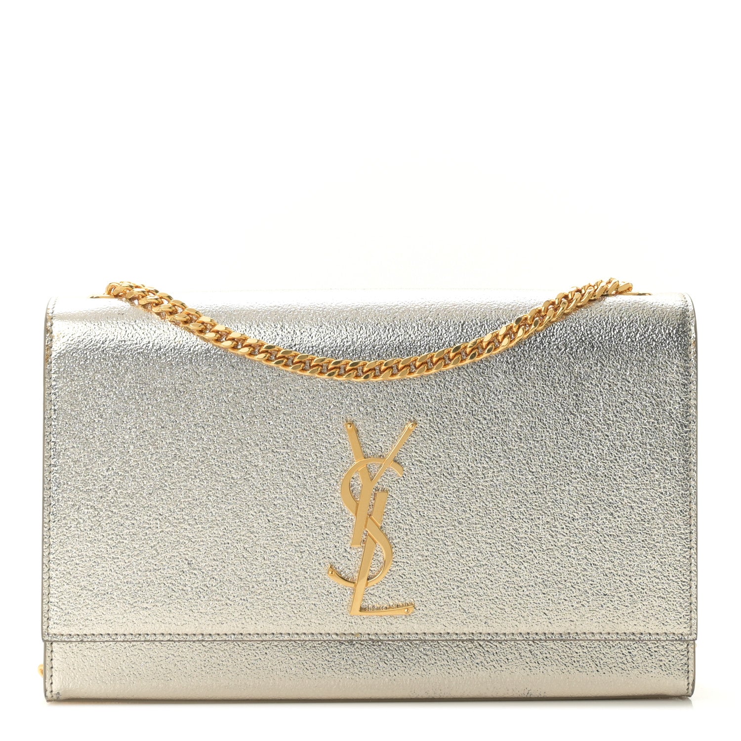 Saint Laurent Metallic Calfskin Medium Classic Monogram Kate Satchel Pale Gold 1 of 9