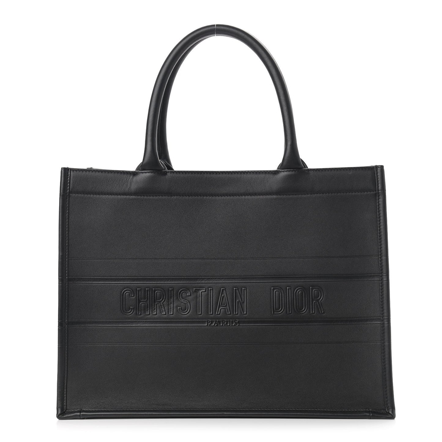 Calfskin Embossed Medium Book Tote Black