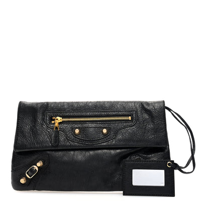 Balenciaga Agneau Giant 12 Gold Hardware Envelope Clutch Black 3 of 9