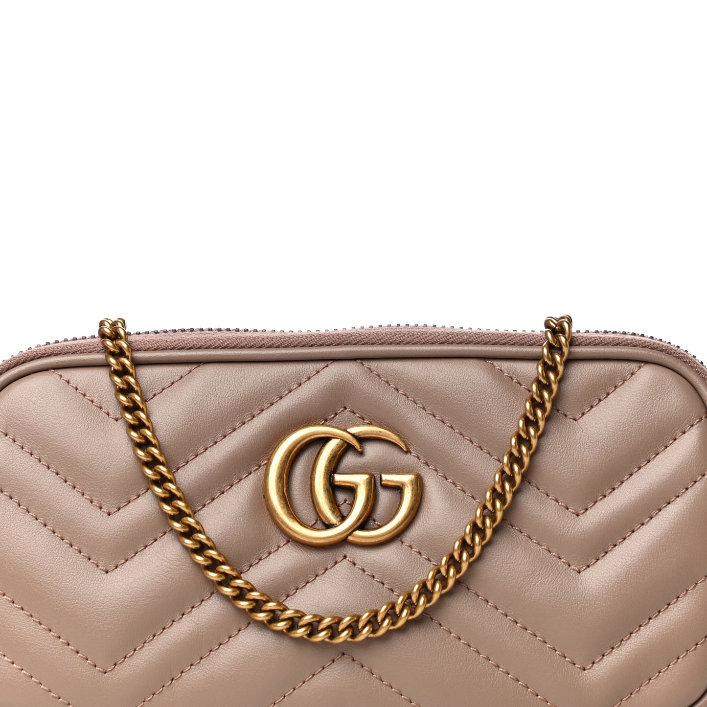 Calfskin Matelasse Mini GG Marmont Chain Crossbody Bag Porcelain Rose