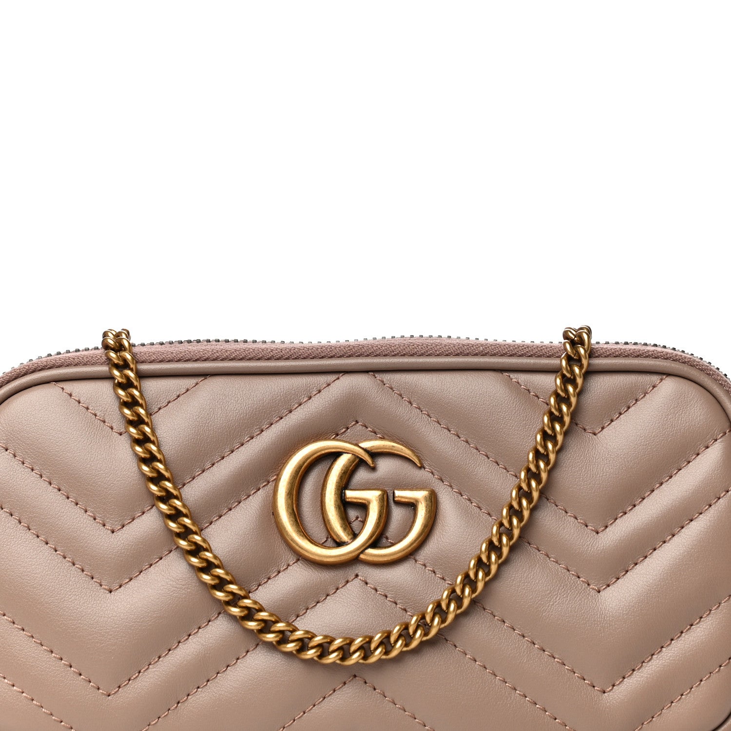 Gucci Calfskin Matelasse Mini GG Marmont Chain Crossbody Bag Porcelain Rose 8 of 12