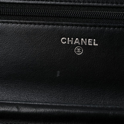 Chanel Lambskin Diamond Stitched Wallet On Chain WOC Black 14 of 23