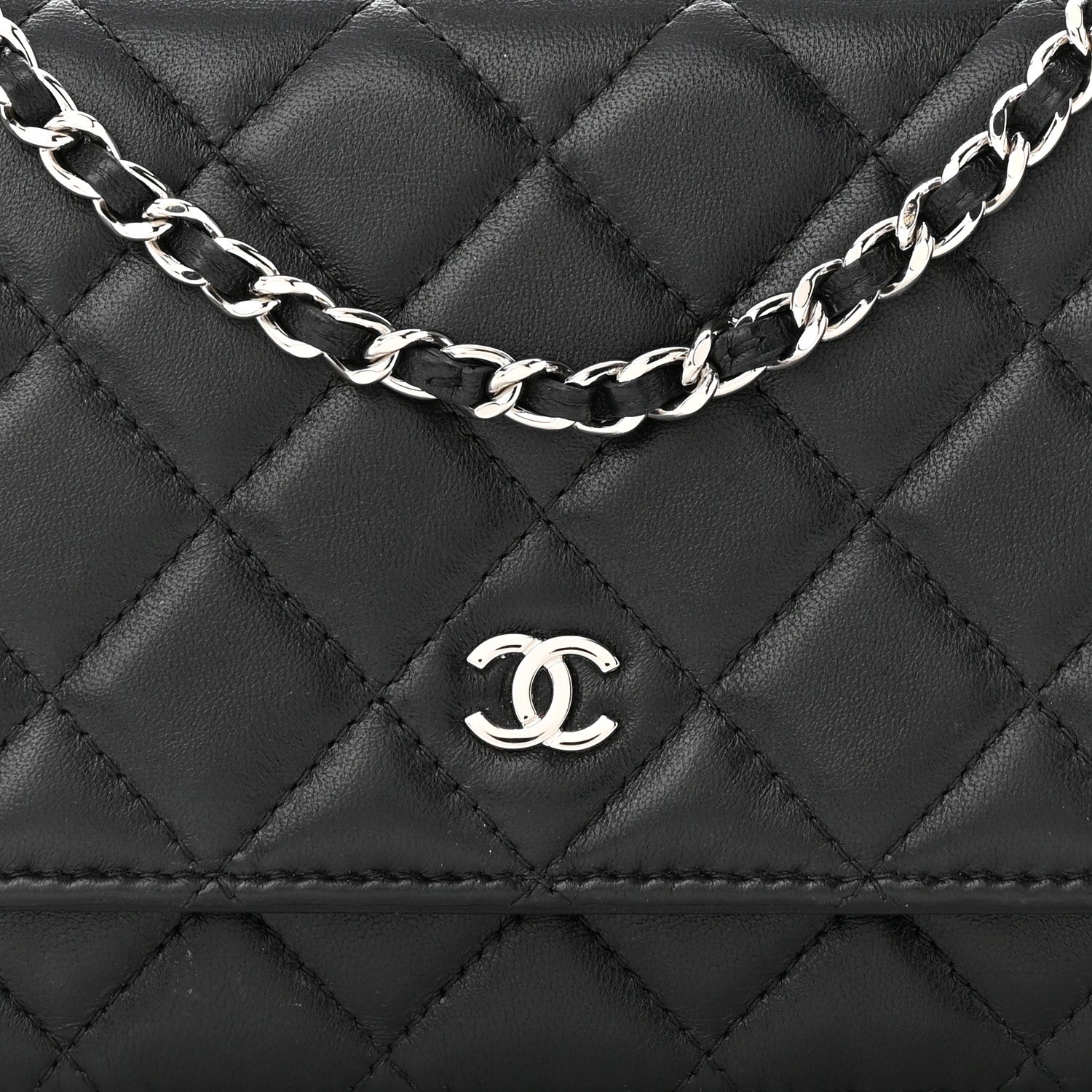 Chanel Lambskin Quilted Wallet On Chain WOC Black 9 of 12