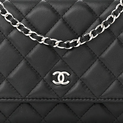 Chanel Lambskin Quilted Wallet On Chain WOC Black 9 of 12