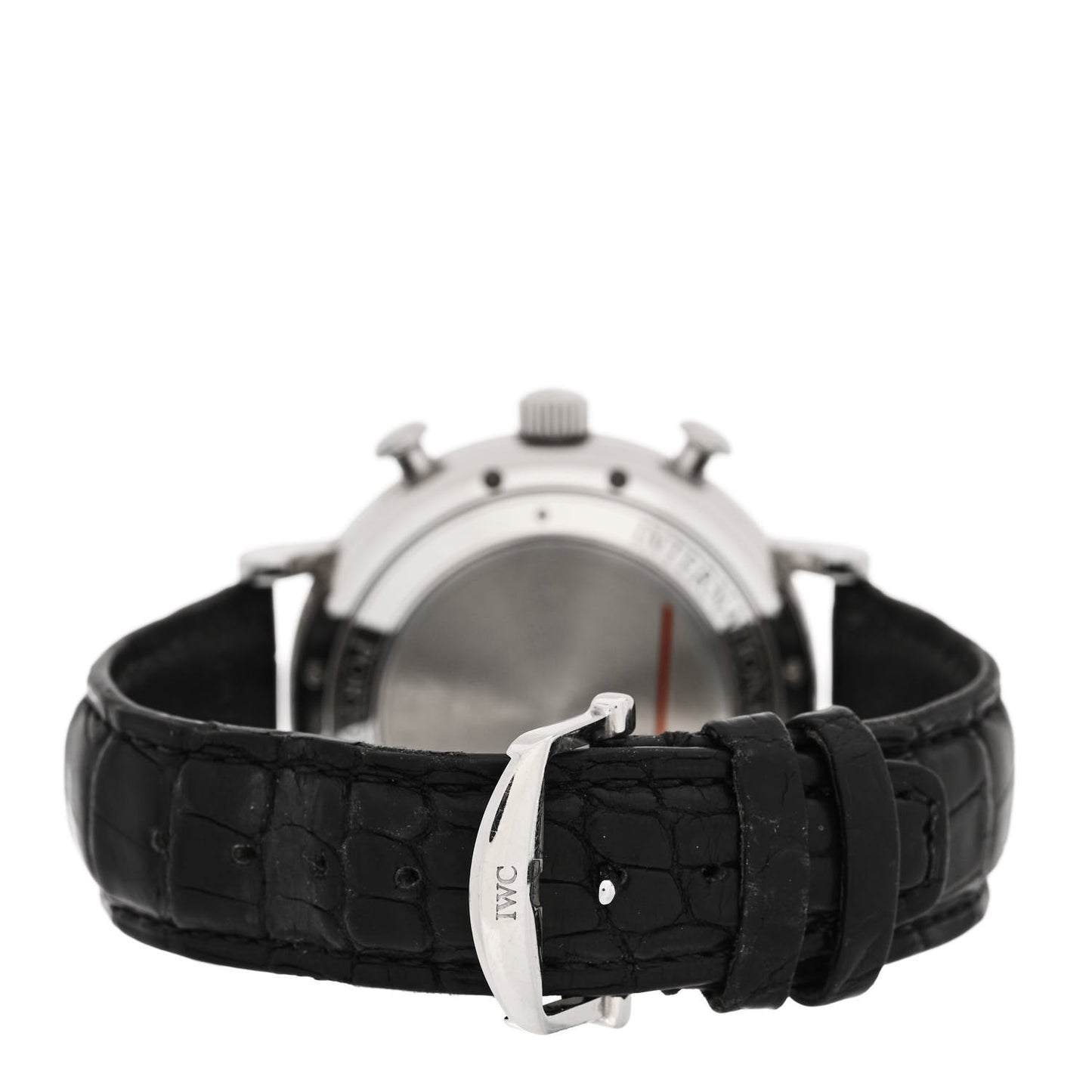 Stainless Steel Alligator 42mm Schaffhausen Portofino Chronograph Automatic Watch Black IW391002