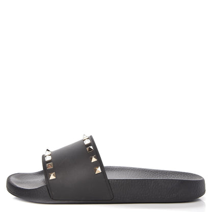Valentino Garavani Rubber Rockstud Slide Sandals 39 Black 1 of 12