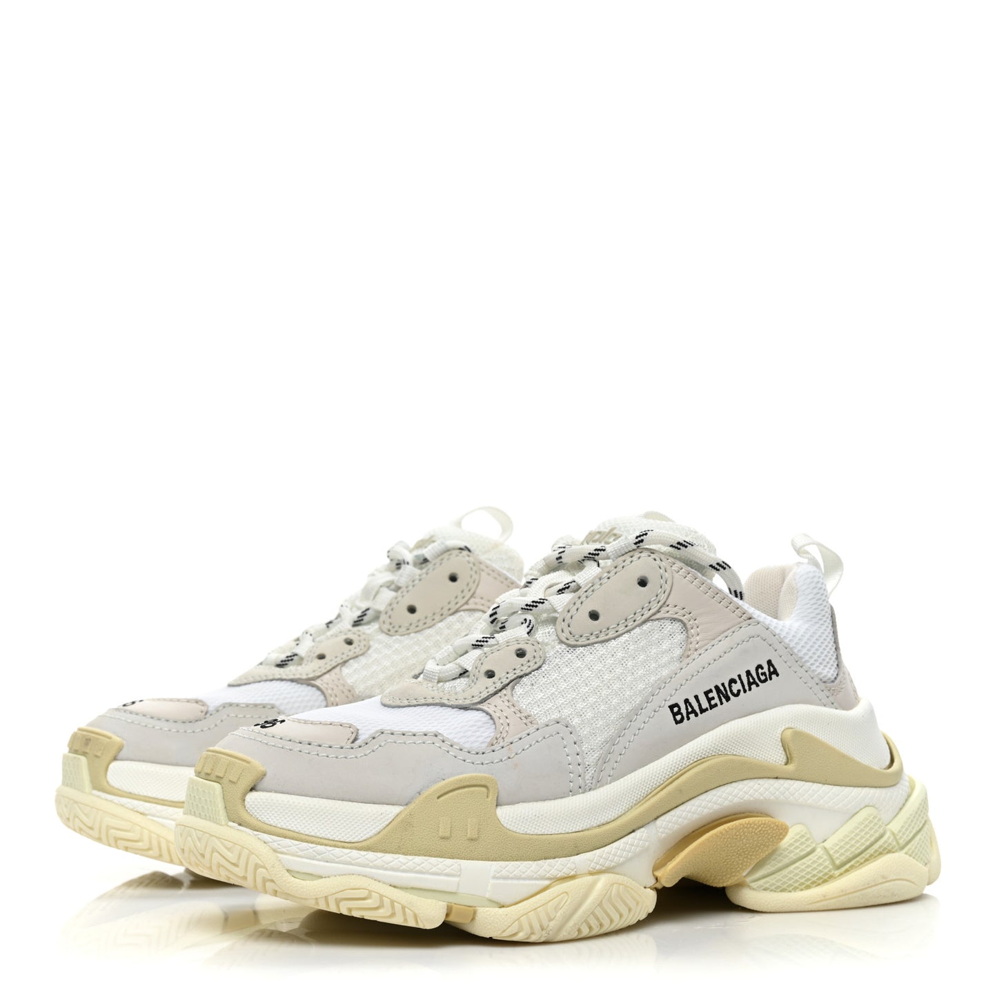 Fabric Mesh Womens Triple S Sneakers 36 White