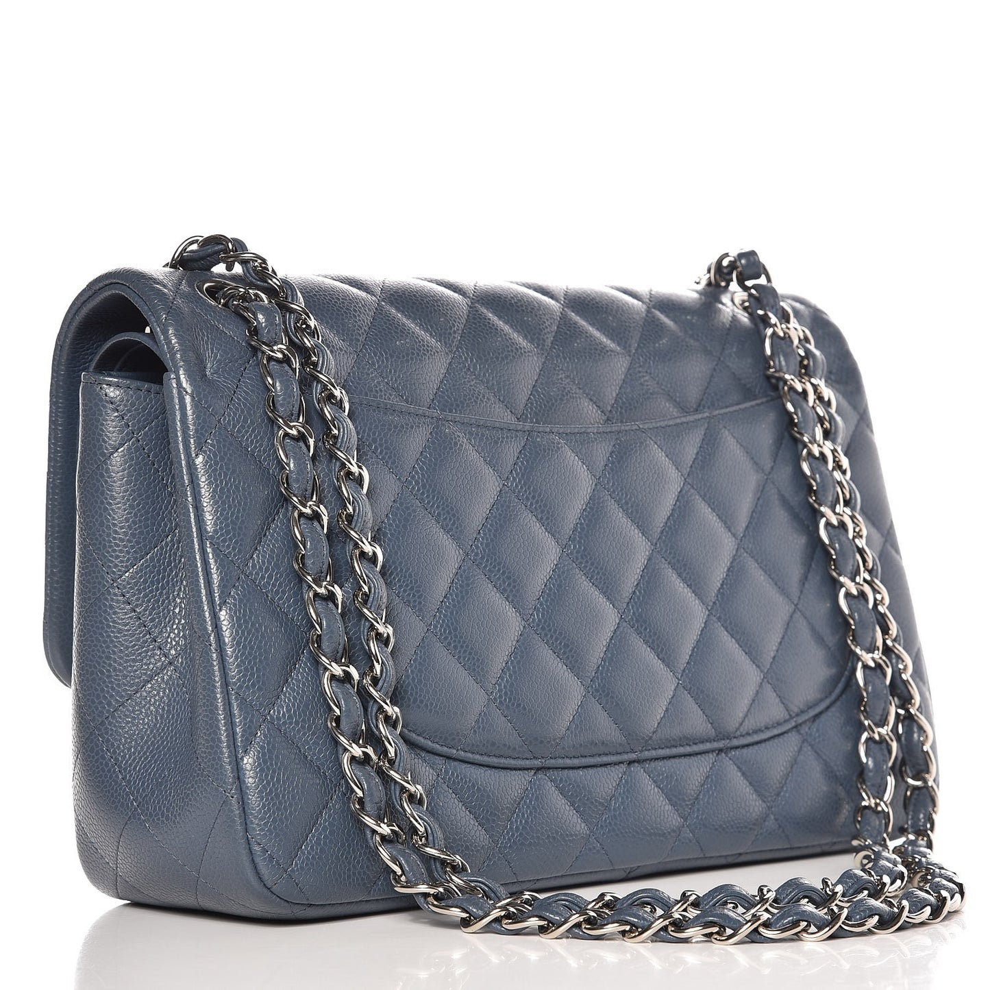 Caviar Quilted Jumbo Double Flap Light Blue