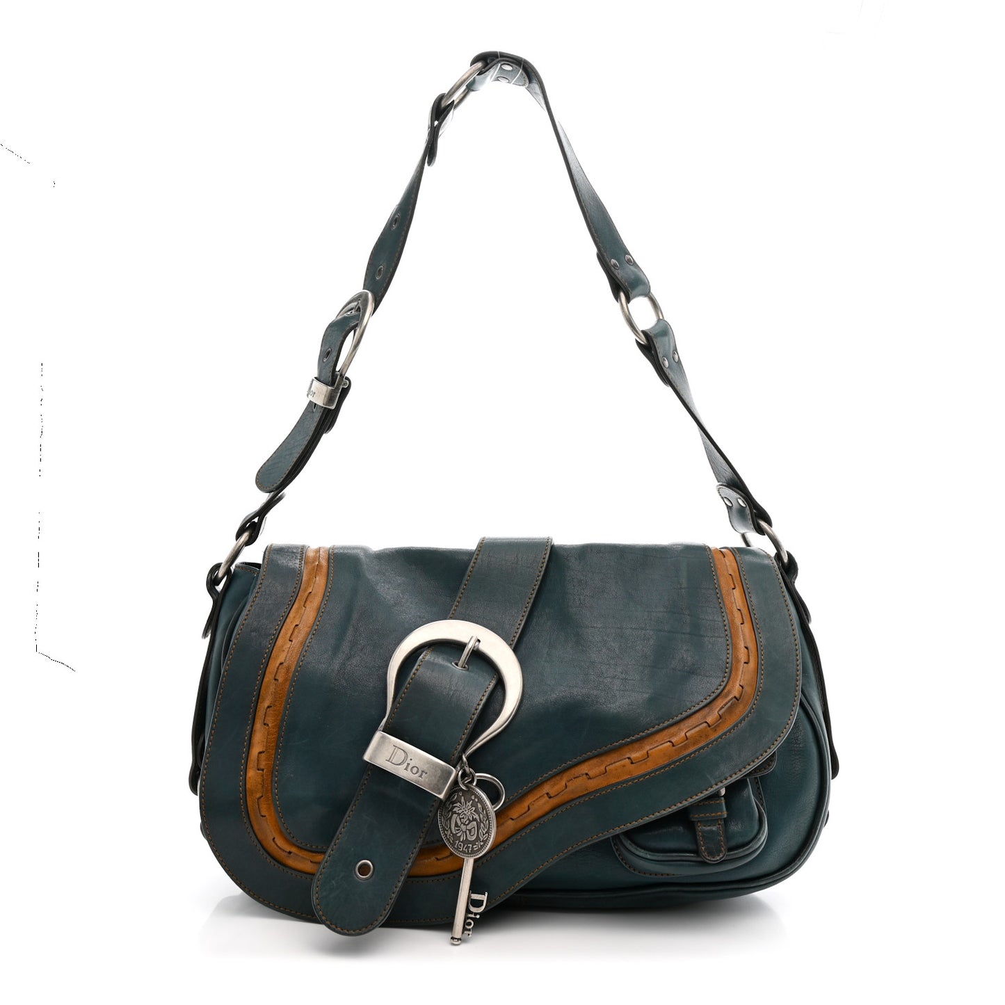 Calfskin Medium Gaucho Double Saddle Bag Dark Blue