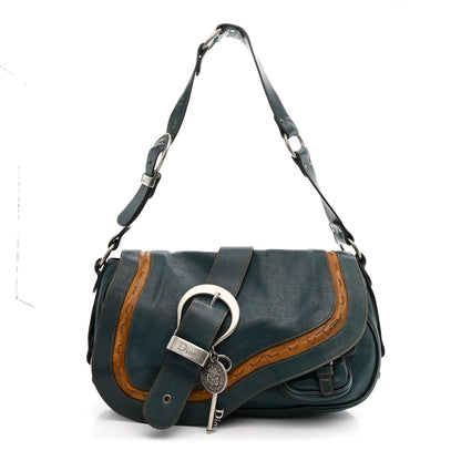Christian Dior Calfskin Medium Gaucho Double Saddle Bag Dark Blue 1 of 16