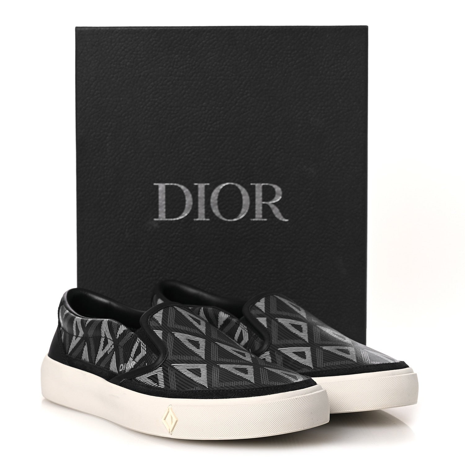 Christian Dior Canvas CD Diamond Mens Slip On Sneakers 41 Navy