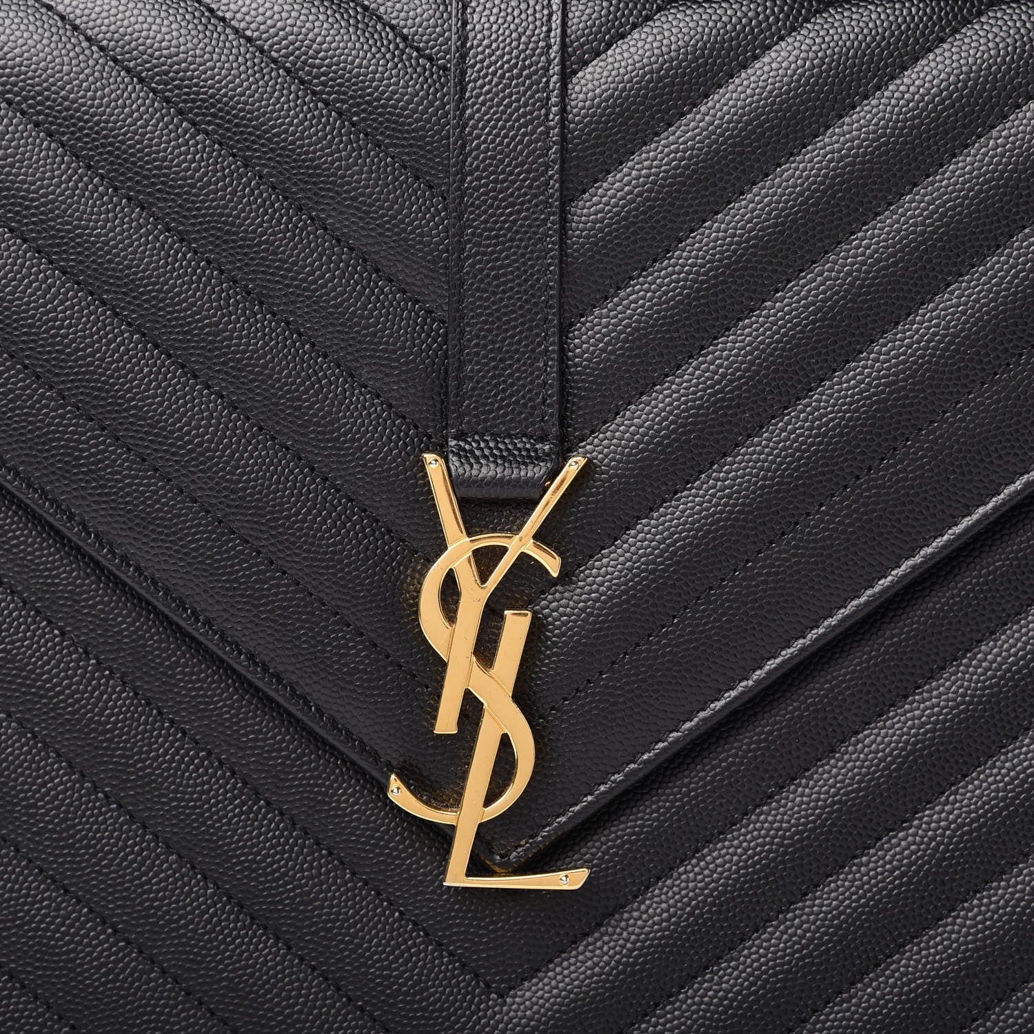 Saint Laurent Grain De Poudre Matelasse Chevron Large Monogram Satchel Black 10 of 10