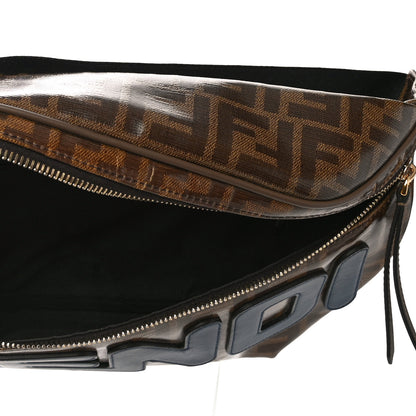 Fendi X FILA Glazed Fabric Vitello Century FF 1974 Mania Belt Bag Mogano Panna Blueberry 5 of 9