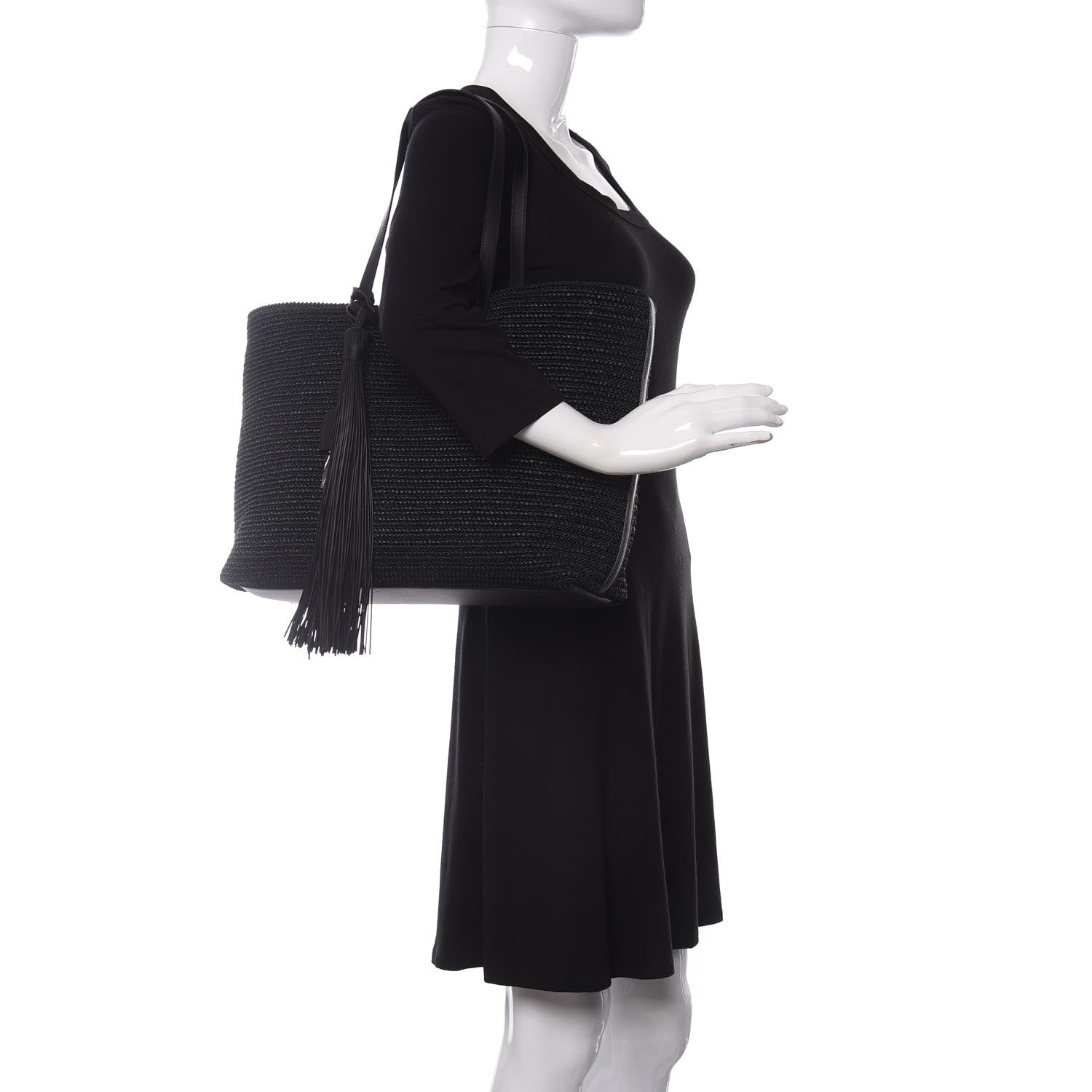 Saint Laurent Raffia Tote Black 2 of 10