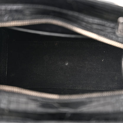Saint Laurent Calfskin Crocodile Embossed Small Uptown Tote Black 6 of 16