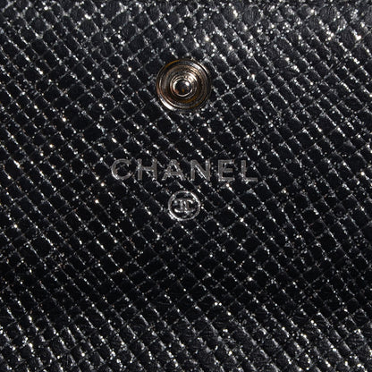 Chanel Glittered Calfskin Quilted Long Flap Wallet Black 5 of 7